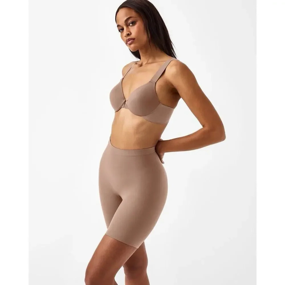 Spanx Seamless Power Sculpting Mid-Thigh Short Size Medium #2744 Cafe Au Lait